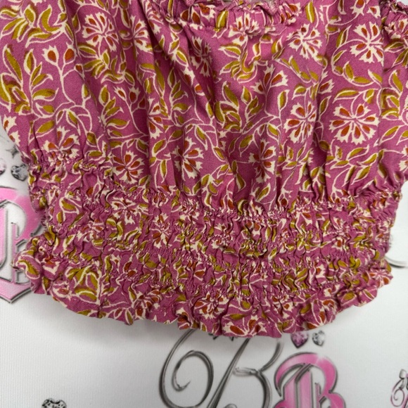 Patrons of peace tank top crop pink floral cinch cute ruffle trim boho luxe - Picture 6 of 9